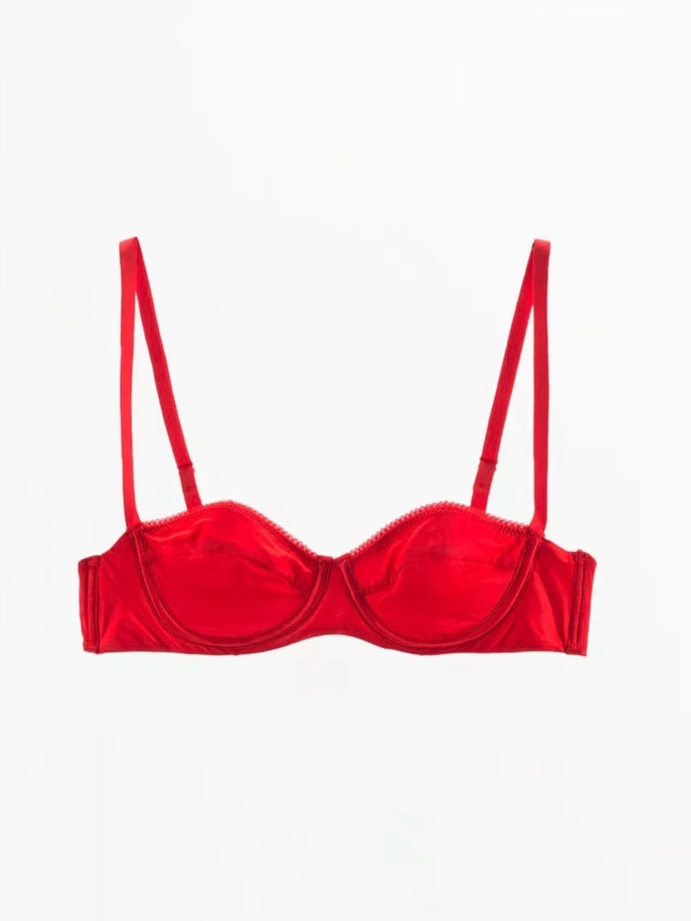 Red satin unlined bra